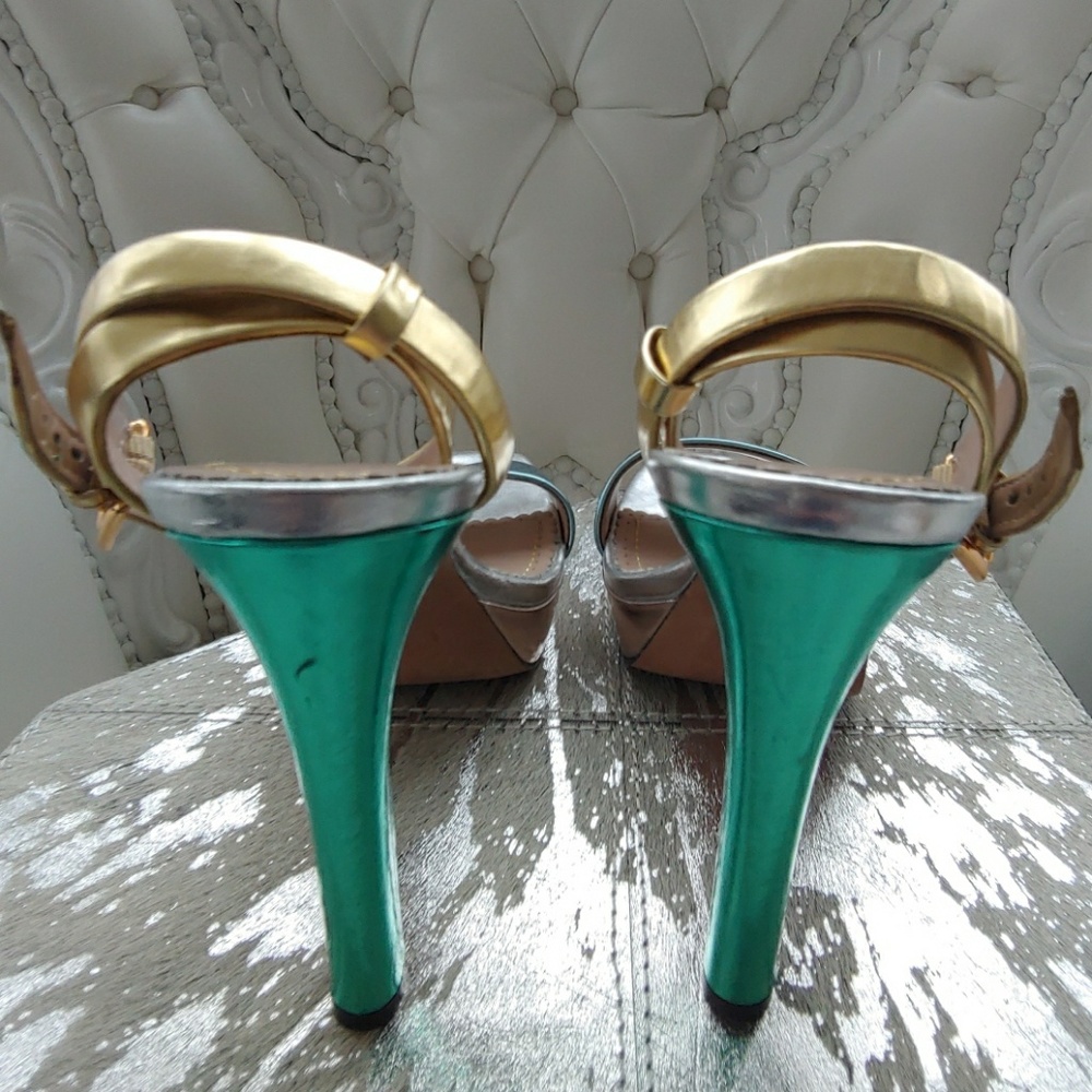 Jean Michel Cazabat Multicolored Metallic Sandals - image 3